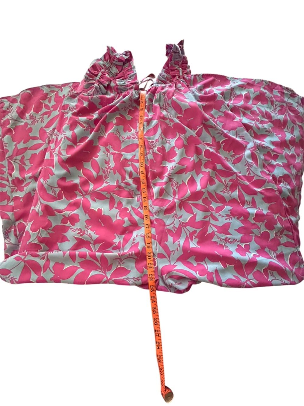 Kori Plus 1XL Floral Ruffle Jumpsuit Baby Blue Magenta Cottagecore NWOT - Picture 8 of 11